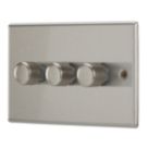 Contactum iConic 3-Gang 2-Way  Dimmer Switch  Brushed Steel
