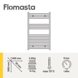 Flomasta 1000mm x 600mm 1190BTU Chrome Flat  Towel Radiator