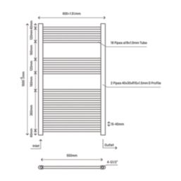 Flomasta 1000mm x 600mm 1190BTU Chrome Flat  Towel Radiator