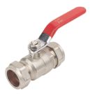 Essentials  Compression Reduced Bore 22mm Lever Ball Valve with Red Handle
