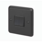 MK Contoura 10A 2-Gang 2-Way Switch  Black with Colour-Matched Inserts