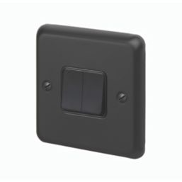 MK Contoura 10A 2-Gang 2-Way Switch  Black with Colour-Matched Inserts