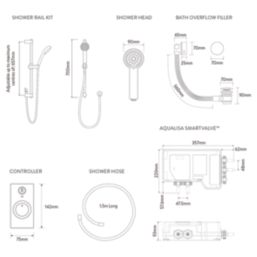 Aqualisa Visage Q HP/Combi Rear-Fed Chrome Thermostatic Dual Outlet Concealed Smart Shower with Adjustable Head & Bath Filler