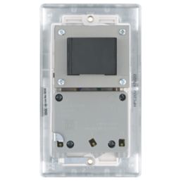 British General Nexus Metal 2-Gang Dual Voltage Shaver Socket 115 / 240V Polished Chrome with White Inserts