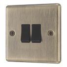LAP  20A 16AX 2-Gang 2-Way Switch  Antique Brass with Black Inserts