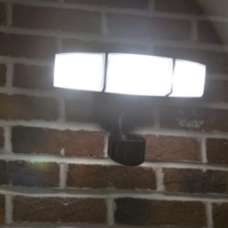 Lutec Tri Guard Outdoor LED Triple Head Floodlight With PIR & Photocell Sensor Black 23W 2900lm