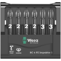 Wera Impaktor 1/4" Hex Shank PZ TriTorsion Bit Set 6 Pieces