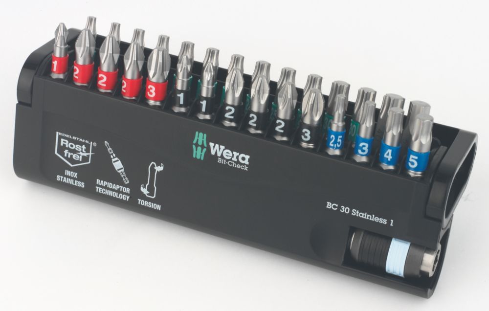 Wera Bit Check Stainless Hex Shank Mixed Bit Set Pieces