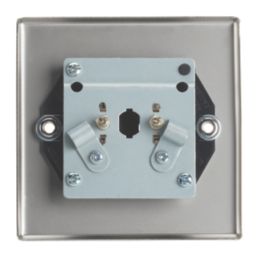 Contactum iConic 2-Gang Female Coaxial TV Socket Brushed Steel with Black Inserts