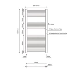 Flomasta 1000mm x 500mm 1020BTU Chrome Flat  Towel Radiator