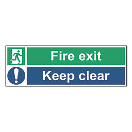 Non Photoluminescent "Fire Exit Keep Clear" Sign 150mm x 450mm