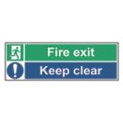 Essentials  Non Photoluminescent "Fire Exit Keep Clear" Sign 150mm x 450mm