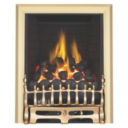 Focal Point Blenheim Brass Rotary Control Inset Gas Full Depth Fire 480mm x 180mm x 585mm