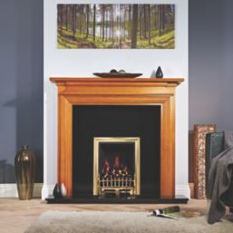 Focal Point Blenheim Brass Rotary Control Inset Gas Full Depth Fire 480mm x 180mm x 585mm