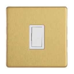 Contactum Lyric 13A Unswitched Fused Spur  Brushed Brass with White Inserts