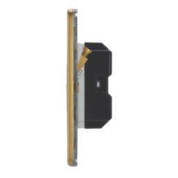 Contactum Lyric 13A Unswitched Fused Spur  Brushed Brass with White Inserts