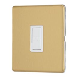 Contactum Lyric 13A Unswitched Fused Spur  Brushed Brass with White Inserts