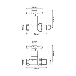 Palermo 15mm x 1/2" Chrome Straight Traditional Manual Radiator Valve Head & Body  2 Pack