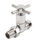 Palermo 15mm x 1/2" Chrome Straight Traditional Manual Radiator Valve Head & Body  2 Pack