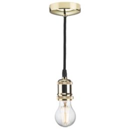 Knightsbridge Vintage 6" Pendant Set Light Fitting E27 Polished Brass 3 1/2"
