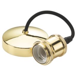 Knightsbridge Vintage 6" Pendant Set Light Fitting E27 Polished Brass 3 1/2"