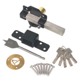 GateMate Black Single Long Throw Lock 50mm 154mm