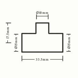 Flomasta  Copper End Feed Reducing Tee 15mm x 15mm x 10mm