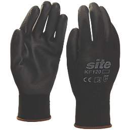 Site  PU Palm Dip Gloves Black Medium