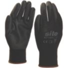 Site  PU Palm Dip Gloves Black Medium