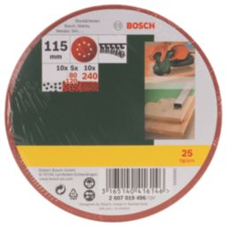 Bosch   80 / 120 / 240 Grit 8-Hole Punched Wood Sanding Sheets 115mm 25 Pack