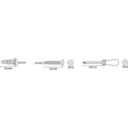 Easyfix  Self-Drill Plasterboard Fixings with Screwdriver Zinc Alloy 32mm 200 Pack