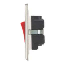 Contactum iConic 45A 2-Gang DP Cooker Switch & 13A DP Switched Socket Brushed Steel  with White Inserts