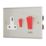 Contactum iConic 45A 2-Gang DP Cooker Switch & 13A DP Switched Socket Brushed Steel  with White Inserts
