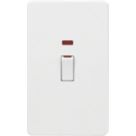Knightsbridge  45A 2-Gang DP Control Switch Matt White with LED