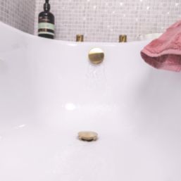 ETAL Freeflow Brushed Brass Round Head Bath Overflow Filler Tap  With Clicker Waste