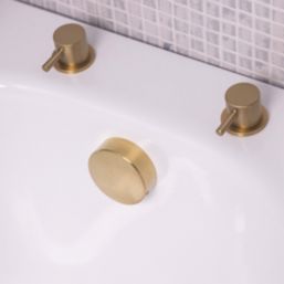 ETAL Freeflow Brushed Brass Round Head Bath Overflow Filler Tap  With Clicker Waste