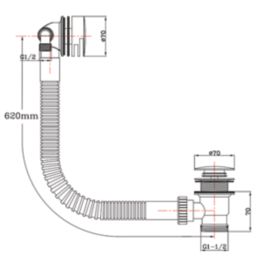 ETAL Freeflow Brushed Brass Round Head Bath Overflow Filler Tap  With Clicker Waste