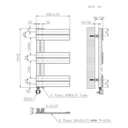 Flomasta 700mm x 400mm 853BTU White Flat Electric Towel Radiator