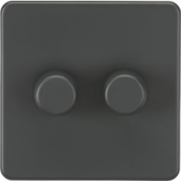 Knightsbridge  2-Gang 2-Way LED Intelligent Dimmer Switch  Anthracite