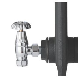 Arroll UK-10 15mm x 1/2" Chrome Angled & L/S Traditional Manual Radiator Valve & Lockshield