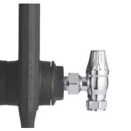 Arroll UK-10 15mm x 1/2" Chrome Angled & L/S Traditional Manual Radiator Valve & Lockshield