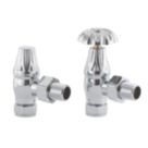 Arroll UK-10 15mm x 1/2" Chrome Angled & L/S Traditional Manual Radiator Valve & Lockshield