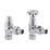 Arroll UK-10 15mm x 1/2" Chrome Angled & L/S Traditional Manual Radiator Valve & Lockshield