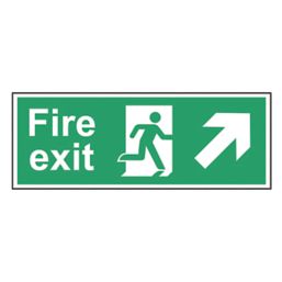 Essentials  Non Photoluminescent "Fire Exit Man Up Right Arrow" Sign 150mm x 400mm