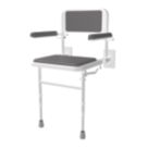 Nymas Wall Mounted Shower Seat with Back Rest and Legs White/Grey