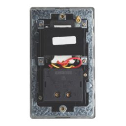 Contactum Lyric 2-Gang Dual Voltage Shaver Socket 115 - 230V Brushed Steel with Black Inserts