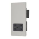 Contactum Lyric 2-Gang Dual Voltage Shaver Socket 115 - 230V Brushed Steel with Black Inserts