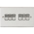 Knightsbridge  10AX 6-Gang 2-Way Light Switch  Brushed Chrome