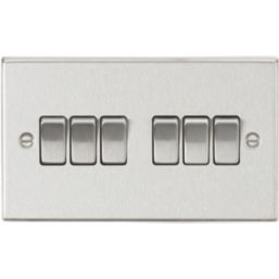 Knightsbridge  10AX 6-Gang 2-Way Light Switch  Brushed Chrome