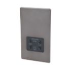 Varilight  1-Gang Dual Voltage Shaver Socket 115/230V Slate Grey with Black Inserts